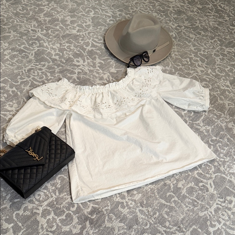 kate spade White Eyelet Off-Shoulder Blouse